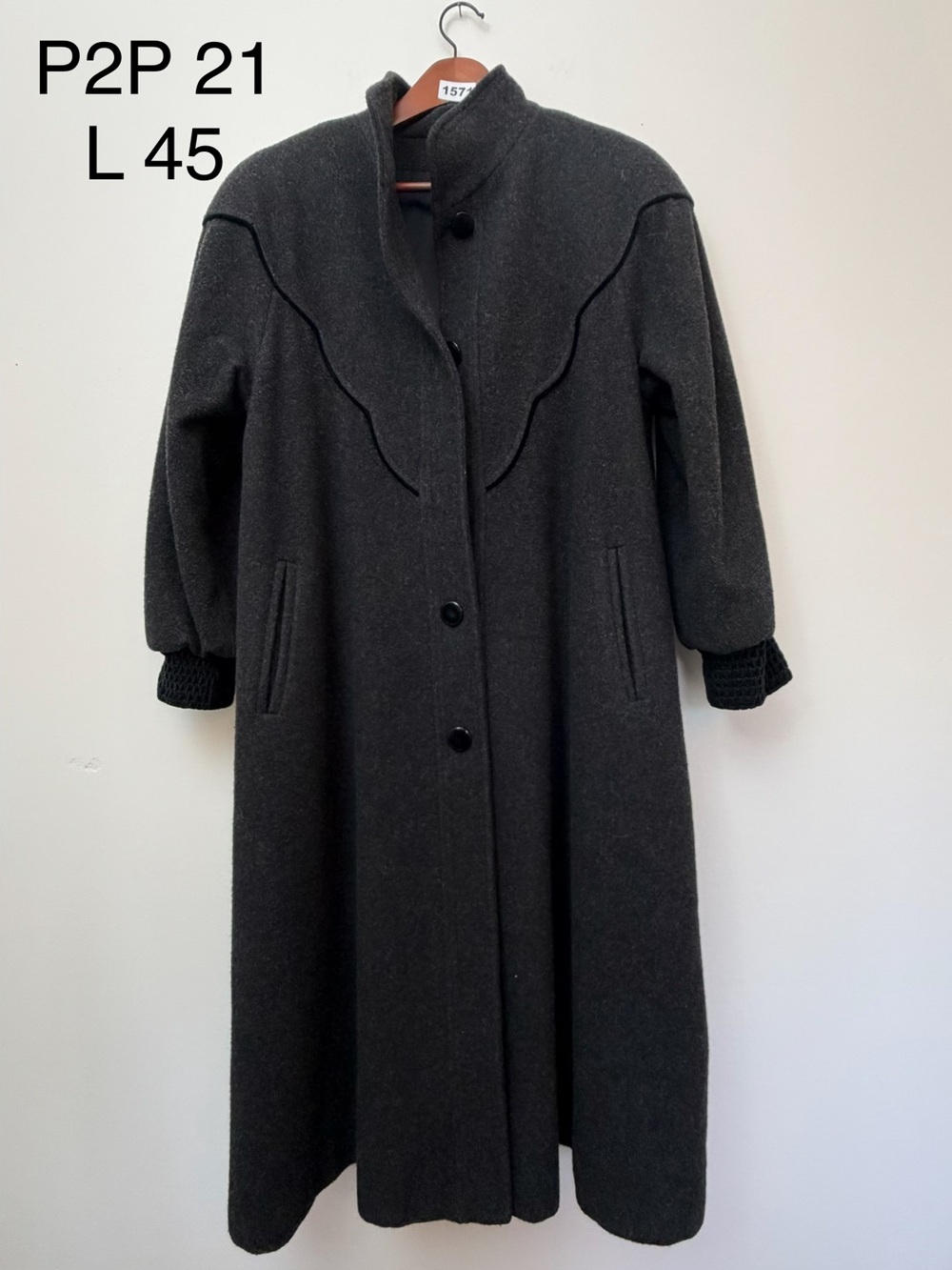 Vintage 1980s Studio Vogue Prairie Ranch Wool Western Romantic Duster Coat LP